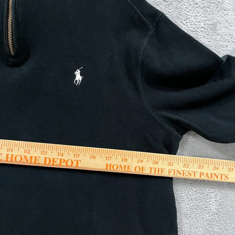 Polo Ralph Lauren Sweater Mens M Black Chicago Booth Cotton Tight Knit Mock Neck